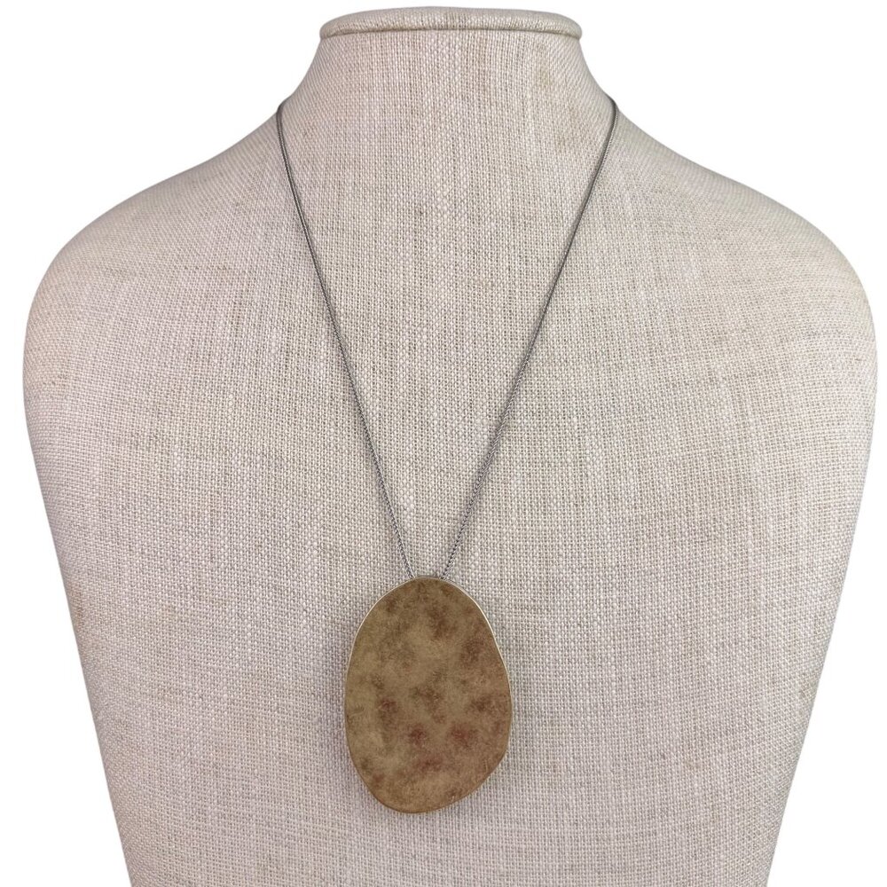 J Jill Women Reversible Necklace Silver Tone Chain Gold & Silver Tone Pendant OS